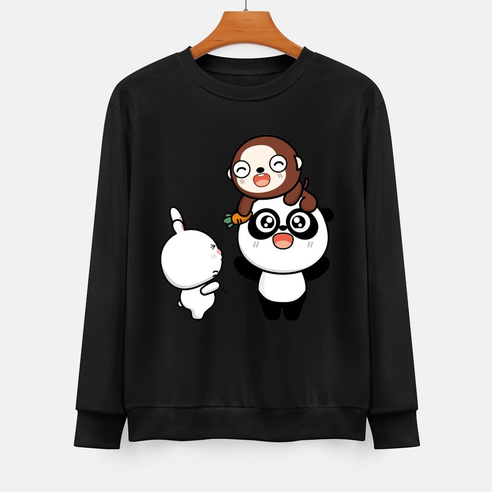 Front Patterned Long Sleeve TopCrew Neck Soft